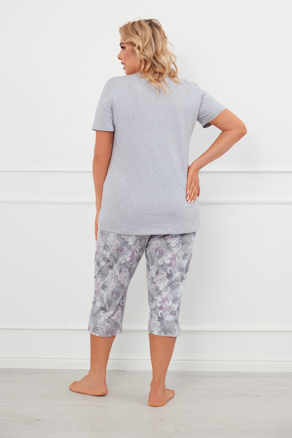 Pigiama da donna Ibena manica corta, pantaloni 3/4 Moda italiana - melange/stampa