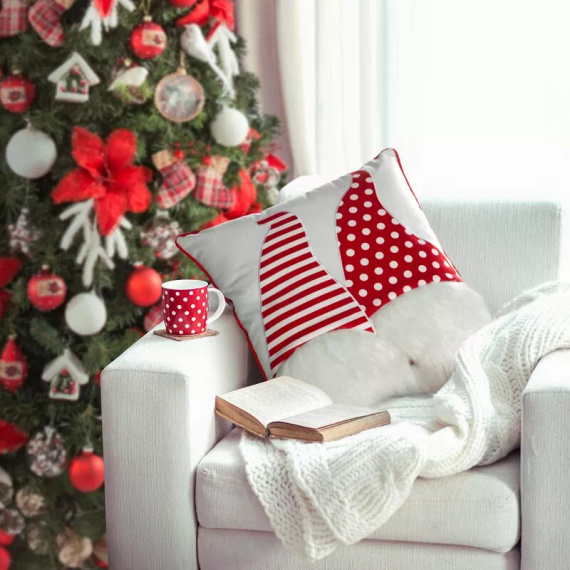 Chp 152 Eurofirany Federa di Natale - bianca con gnomi rossi, decorativa