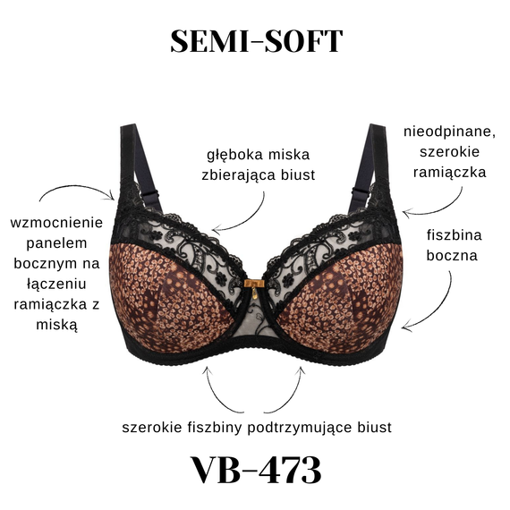 Vena VB-473 nero-cannella – reggiseno stabile K15 per seno medio e abbondante