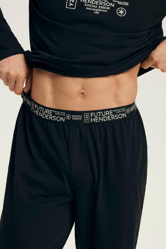 Henderson Core 43469 Pigiama da uomo Loger nero, cotone, manica lunga, confezione elegante