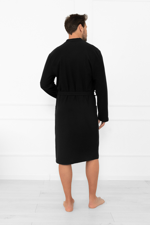 Vestaglia da uomo Bono Italian Fashion nera - con cintura, motivo in rilievo, elegante e confortevole