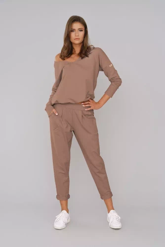 Karina Set donna manica lunga, pantaloni Moda italiana - caramello