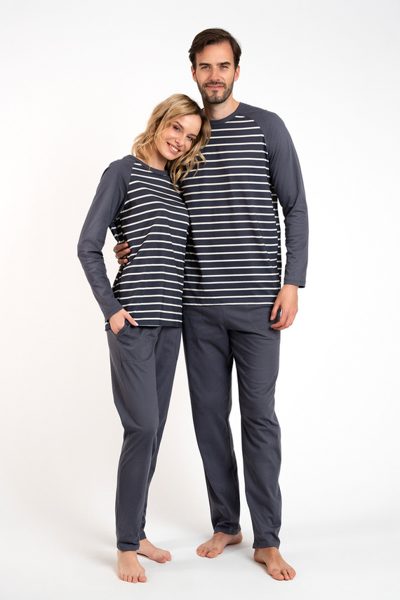 Oda Pigiama da donna manica lunga, pantaloni lunghi Moda italiana - stampa grafite/grafite