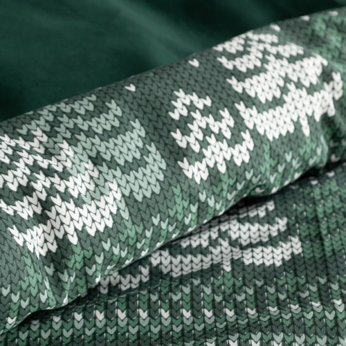 Biancheria da letto natalizia Clover Eurofirany verde scuro - cotone ranforce, reversibile