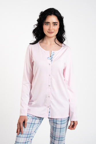 Emilly Unzipped Pigiama a maniche lunghe e pantaloni da donna Moda italiana - rosa/stampa