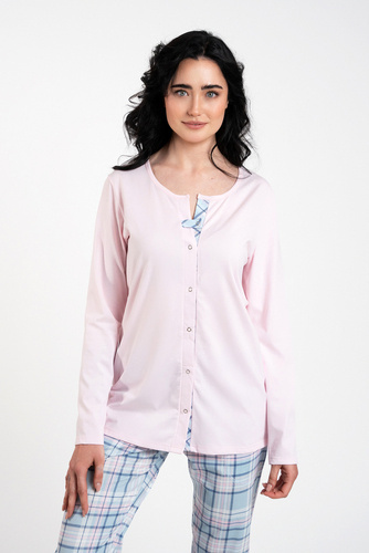 Emilly Unzipped Pigiama a maniche lunghe e pantaloni da donna Moda italiana - rosa/stampa