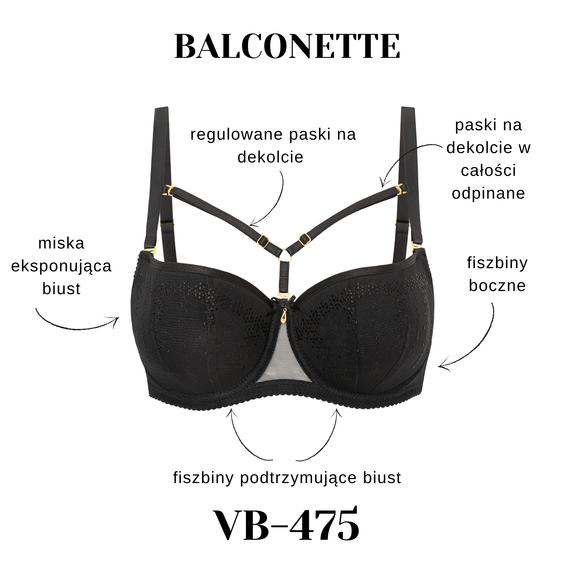 Vena VB-475 balconette K10 – reggiseno con fasce decorative, decolleté