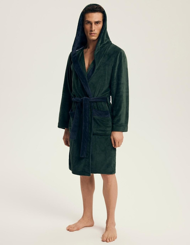 Accappatoio Henderson da uomo 43377 Natch green- cappuccio, maglia calda, comfort ed eleganza
