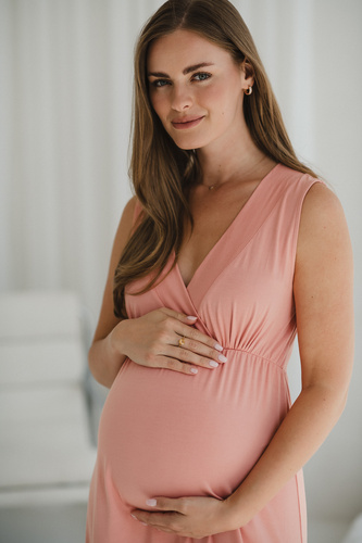 Star Light Camicia da notte in gravidanza e allattamento rosa erbacea Milk&Love- viscosa di bambù | Comfort e femminilità