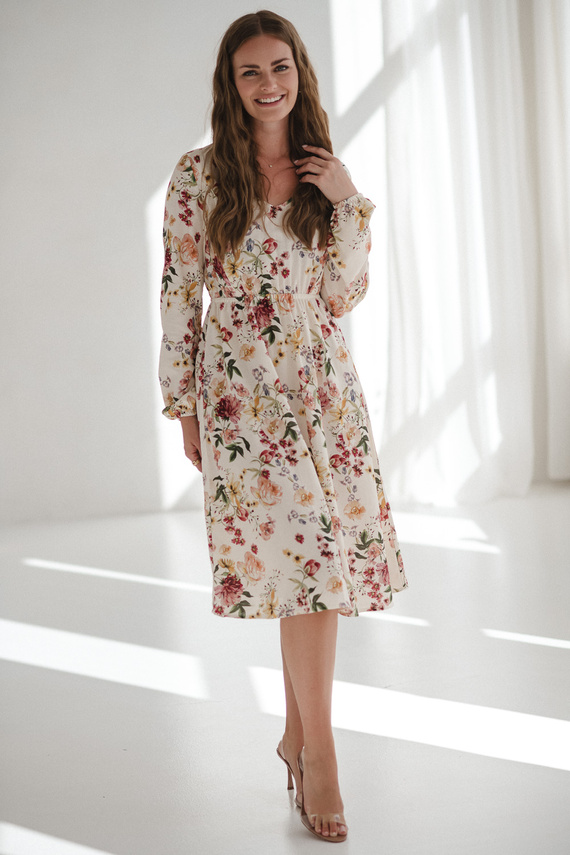 Lovely Dress Midi Milk&Love - Vestito per la maternità e l'allattamento in lino, dal taglio elegante e con cerniere per l'allattamento