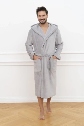 Mimas Accappatoio da uomo con cappuccio Moda italiana - grigio