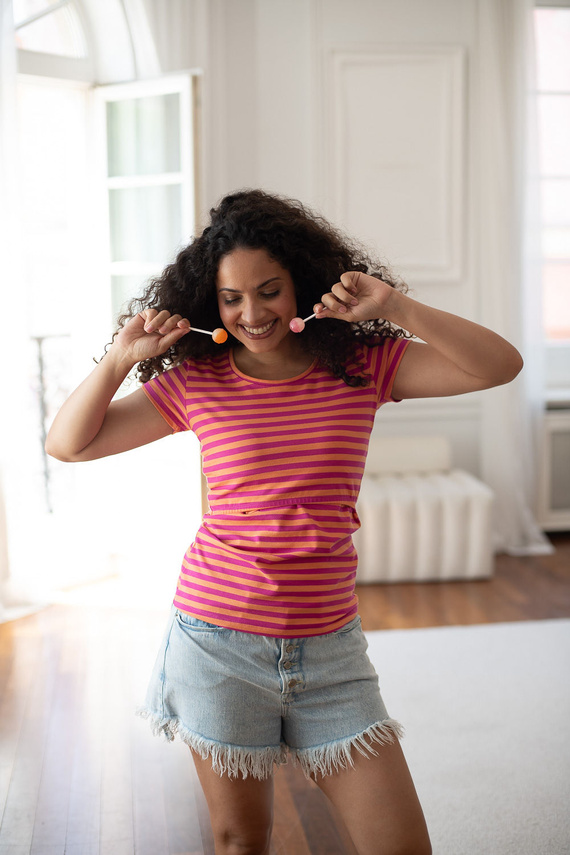 Blusa Premaman e Allattamento Milk Shirt Milk&Love a Righe Cotone