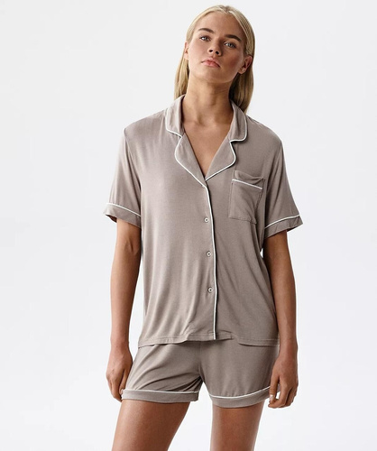 Pigiama donna Atlantic NLP-496 in modal con bottoni e shorts comfort