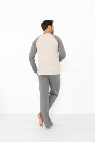 Pigiama Alexander Uomo Moda Italiana beige - cotone, lungo. maniche e pantaloni