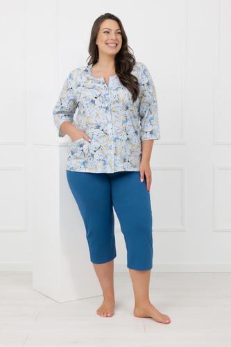 Pigiama donna Celozja Moda italiana 100% cotone manica 3/4 pantaloni 3/4