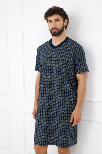 Italian Fashion Broken Camicia da Notte Uomo 100% Cotone Manica Corta