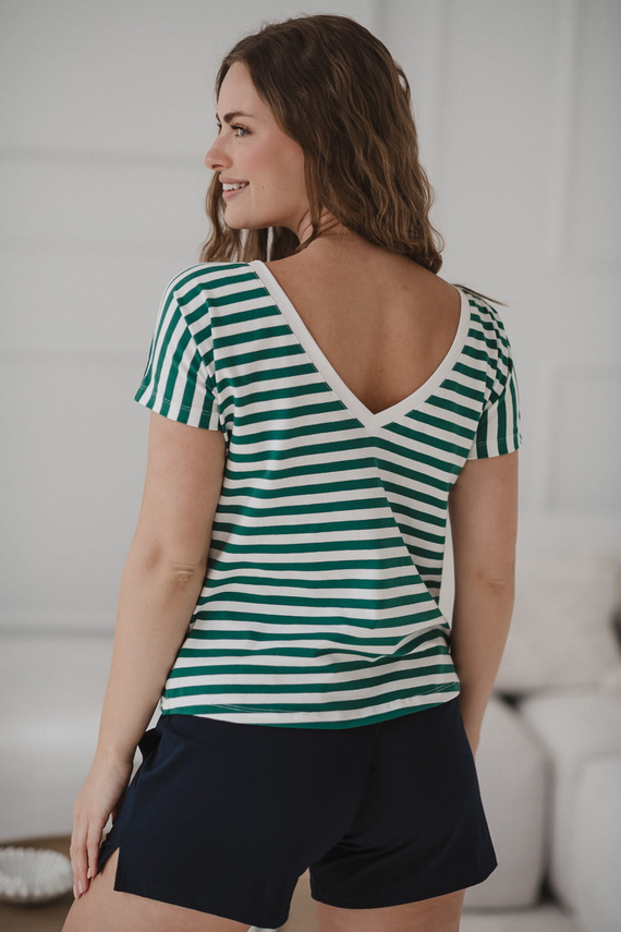 Camicetta da gravidanza e allattamento Two Ways | Manica corta, confortevole Milk&Love a righe verdi e bianche