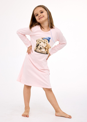 549/196, 258/196 Orsi 2 Cornette - camicia da notte per bambina, rosa, cotone, orsetto