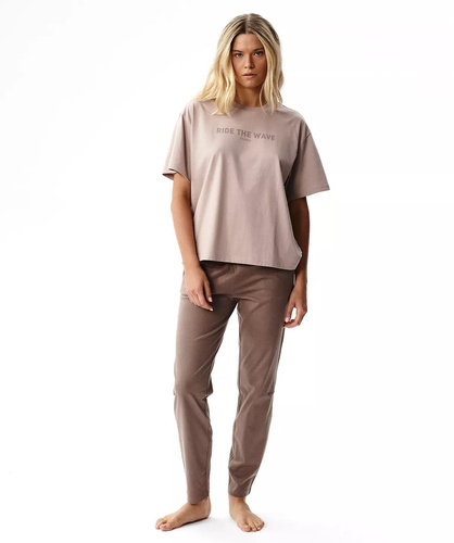 Atlantic NLP-516 Pigiama Donna 100% Cotone Manica Corta Pantaloni Lunghi rosa-beige