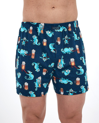 001/175 011/175 Boxer Cornette Classic Leon da uomo - cotone, confortevole, stampa divertente blu navy
