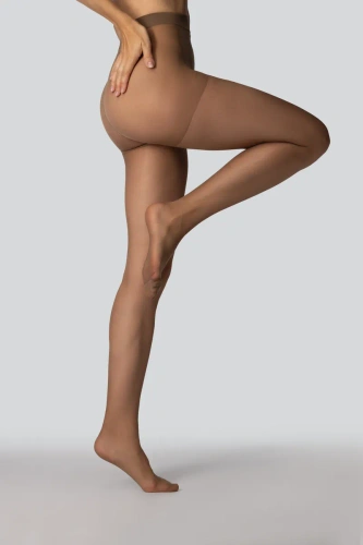 Mona Viola collant donna 20 DEN classici lucidi con punta rinforzata muscade