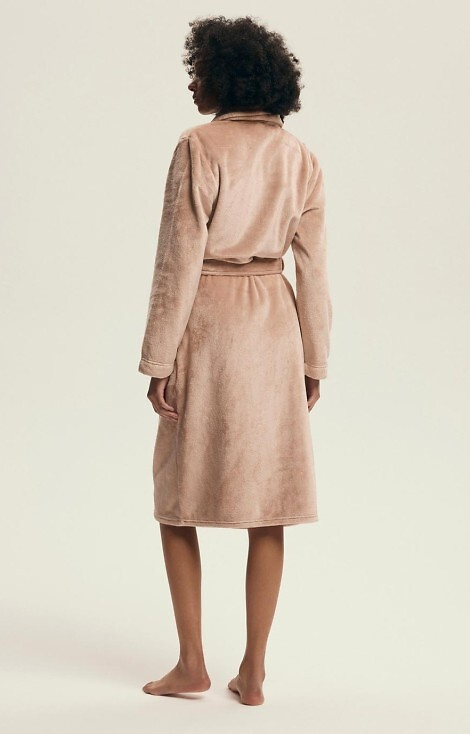 43595 Accappatoio da donna Dextra Henderson color pesca - morbido, legato, sopra il ginocchio