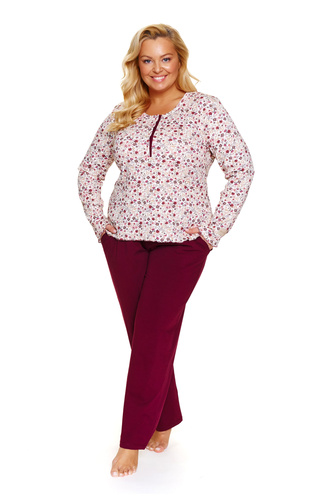 7307 Doctor Nap - Pigiama donna plus size con zip | 95% cotone, produzione polacca - flores
