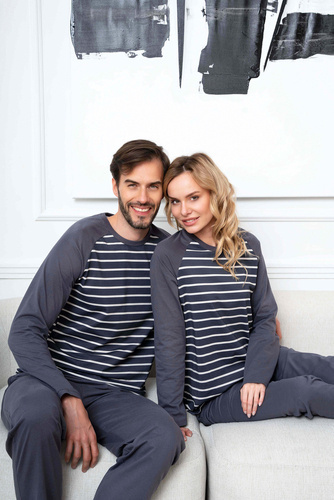 Lars Pigiama uomo manica lunga, pantaloni lunghi Moda italiana - stampa grafite/grafite