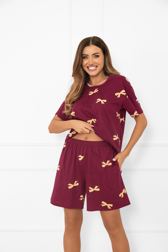 Kwadro Pigiama da donna Moda italiana - cotone, maniche corte, fiocchi