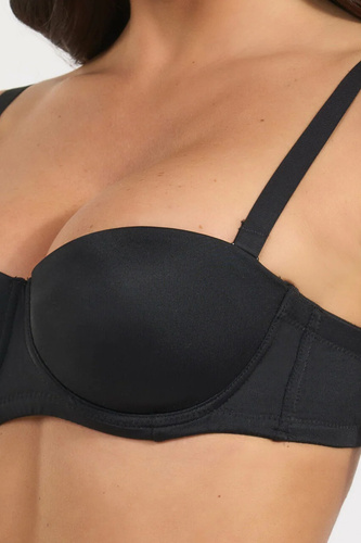 391 Reggiseno Bandeau Nero Selene Bardotka Imbottito con Spalline Staccabili