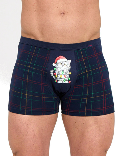 Cornette Gift 914/05 completo uomo natalizio boxer e calzini con gattino