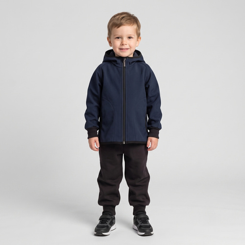 229004 Nicol Giacca softshell bambino con pile, cappuccio, riflettente - blu scuro