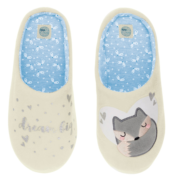 Fixy Sorbetto ecrù - pantofole calde da donna con suola antiscivolo e stampa