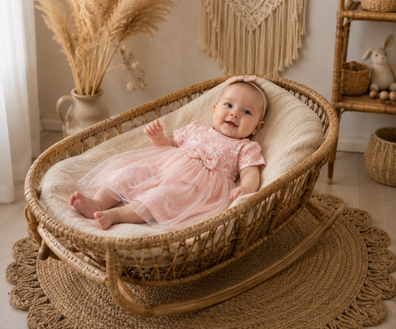 Sukienko-Body con Tulle Mamatti SB16301 Rosa Manica Corta per Bambina
