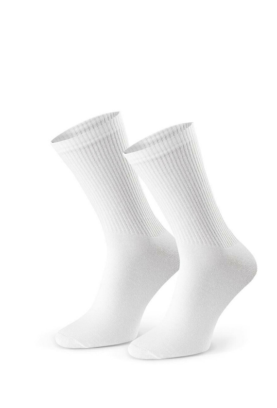 art.057 Calze sportive Steven in cotone lisce con gambale alto - bianche
