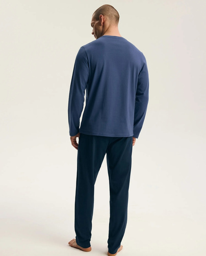 Pigiama uomo Henderson 45455 Indigo blu navy 100% cotone flanella