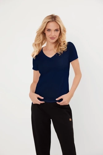 Chic Camicetta a maniche corte Moda italiana - blu navy