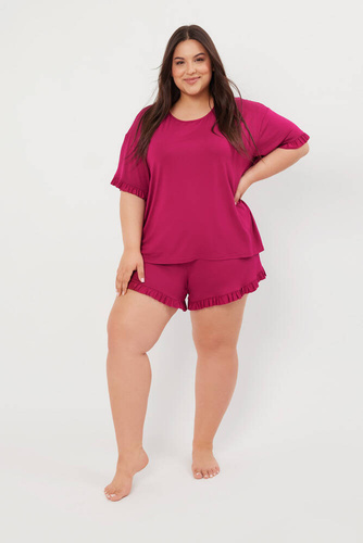 Stile Pigiama da donna a maniche corte, pantaloncini Moda italiana - vino