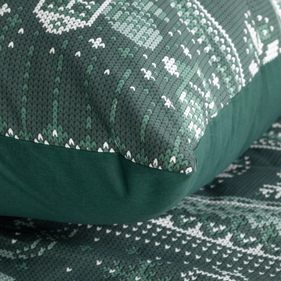 Biancheria da letto natalizia Clover Eurofirany verde scuro - cotone ranforce, reversibile