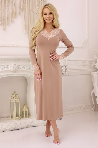 Ceylon Halka Kalimo - camicia da notte da donna color latte, abbigliamento da notte elegante