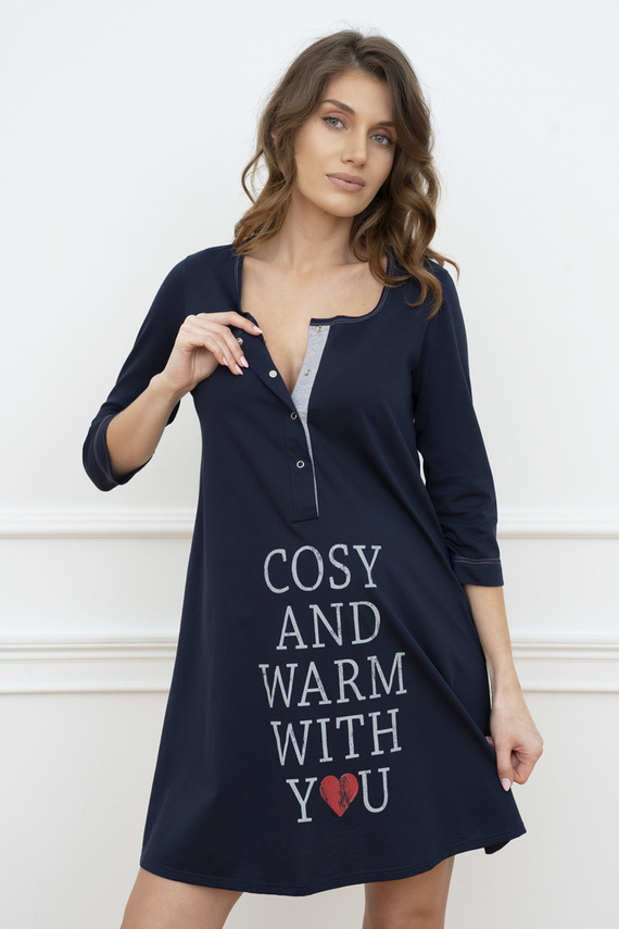 Camicia da gravidanza e allattamento Balm. manica 3/4 Italia Fashion - blu navy