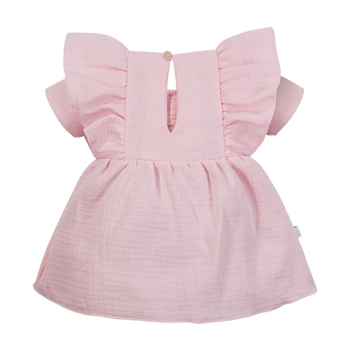 Abito per bambina in mussola rosa Cherry Eevi – leggero, elegante, 100% cotone