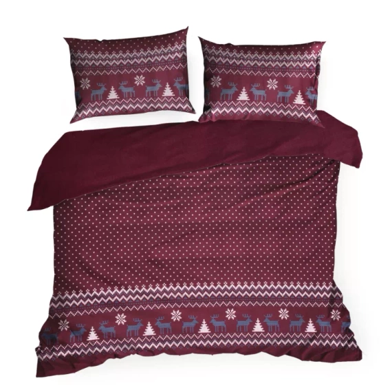 Matt Biancheria da letto natalizia in microfibra Eurofirany maroon - decorata con una stampa in stile scandinavo