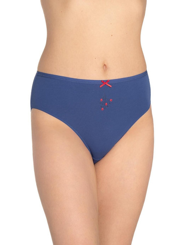 Mutandine da donna L-120BI-95 Lama blu - cotone, confezione da 3 pezzi, comode e classiche