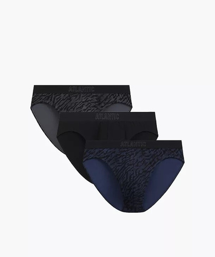 Slip da uomo Atlantic 3MP-221 A3 3 pezzi – cotone grafite/nero/indaco