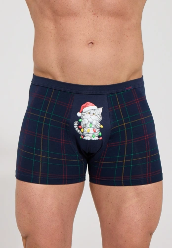 007/85 Cat 3 Boxer da uomo Cornette Christmas in cotone aderenti con motivo natalizio