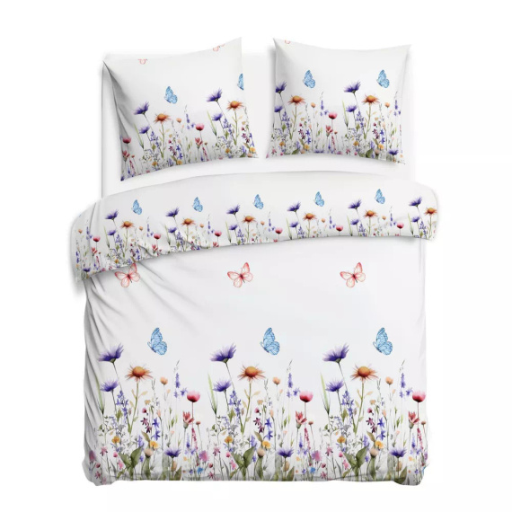 31512/1 Set di biancheria da letto floreale bianca Flannelove Darymex, 100% cotone, calda e morbida