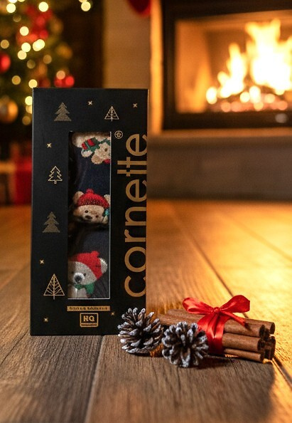 914/02 Set natalizio da uomo Cornette Teddy - boxer e calzini, cotone