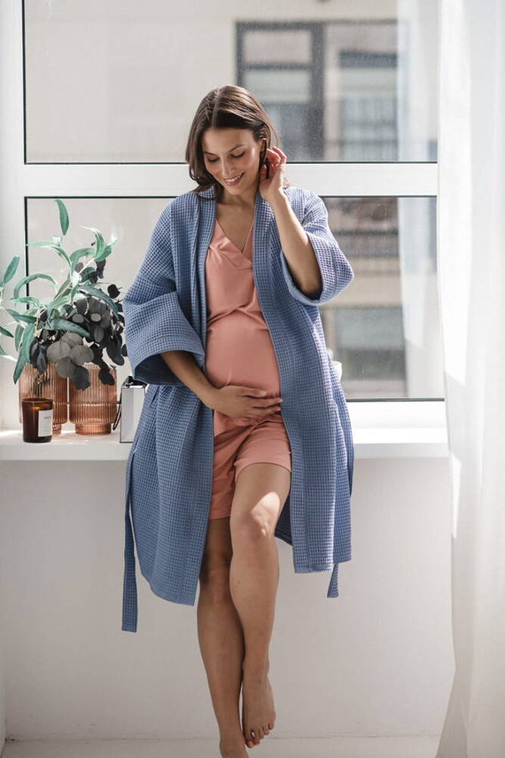 Moon bambusowa bluzka od piżamy ciążowej do karmienia krótki rękaw Milk&Love herbaciana róża