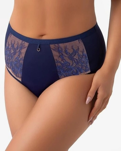 Gorsenia F024 Desire Slip Donna Blu Scuro con Pizzo e Microfibra